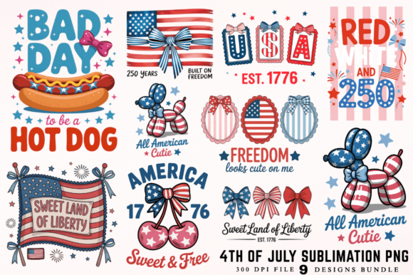 4th of July PNG Bundle: Graphics for T-Shirt Designs