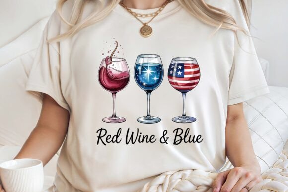 4th of July Red Wine Blue PNG: Graphics for T-Shirt Designs