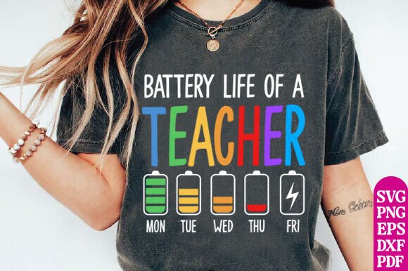 Battery Life Teacher Graphics for T-Shirt Designs