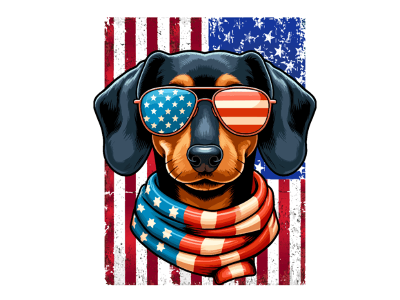 Dachshund Dog 4th of July Graphics & T-Shirt Designs