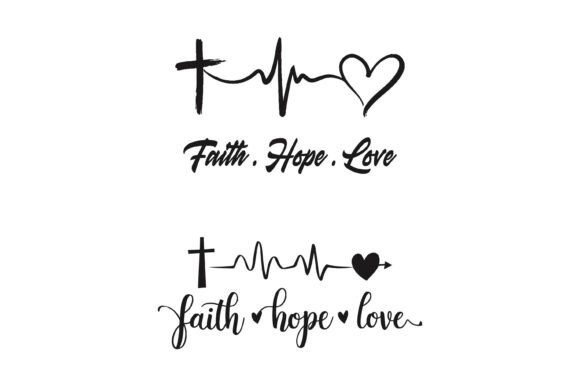 Faith Hope Love Cross Heartbeat SVG Graphics