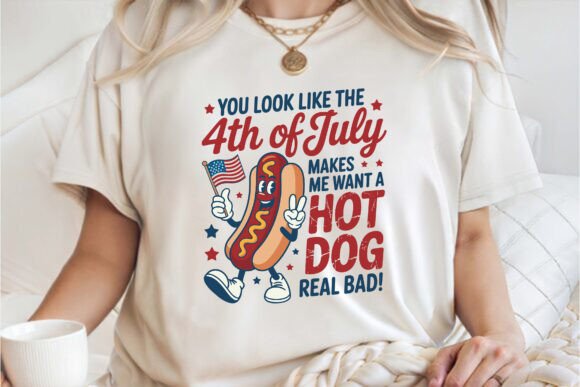 Funny 4th of July Hot Dog PNG: Graphics for T-Shirt Designs