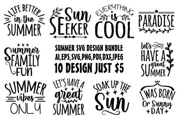 Summer Svg Bundle: Graphics for T-Shirt Designs