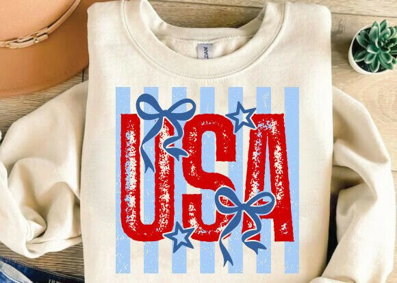 USA Stripes & Coquette Bow Graphics for T-Shirt Designs
